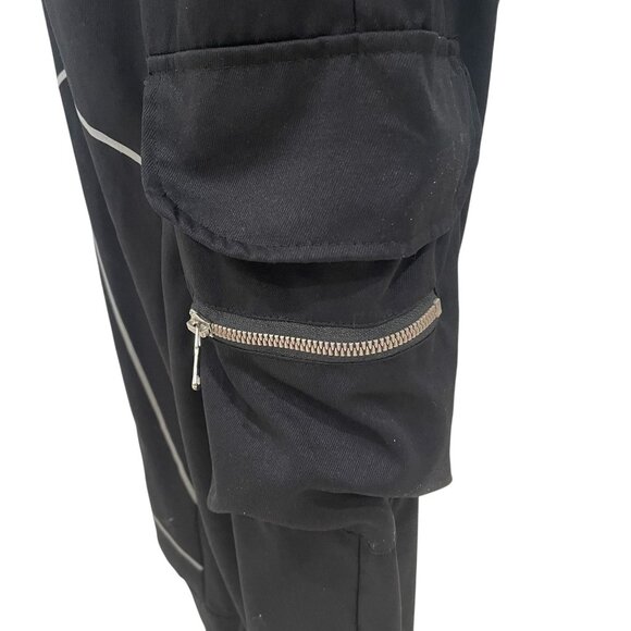 Ebossy Black Cargo Joggers Reflective Details Athleisure Urban Casual Gorpcore - Picture 8 of 13